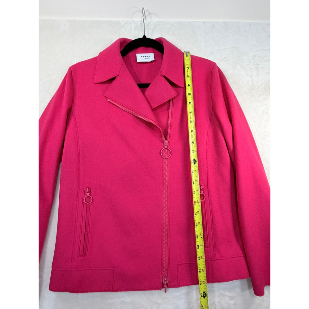 Akris Punto Pink Wool Blend Moto Jacket Women 4 Fair - Picture 9 of 16